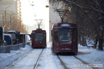 В Казани из-за снегопада приостановили движение трамвая № 8