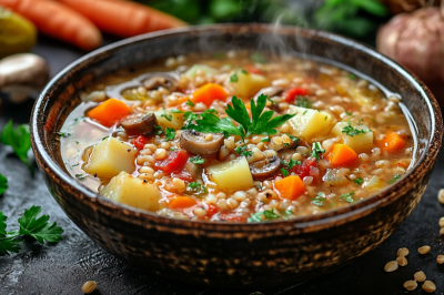 Сушёные грибы, перловка и солёные огурчики. Готовлю рассольник &laquo;По-купечески&raquo;: тот самый, душистый, из русской печи