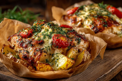 Порционный ужин из курицы и картошки &mdash; после него не нужно мыть противень и сковородки: сытное горячее