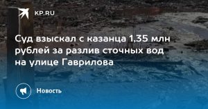 Суд взыскал с казанца 1,35 млн рублей за разлив сточных вод на улице Гаврилова