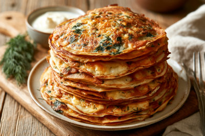 Никаких хачапури, русские блины вкусней: взбиваю кефир с сыром и зеленью — выходят с ароматом укропа