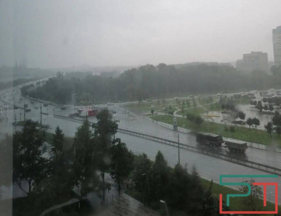 Казань накрыло ливнем
